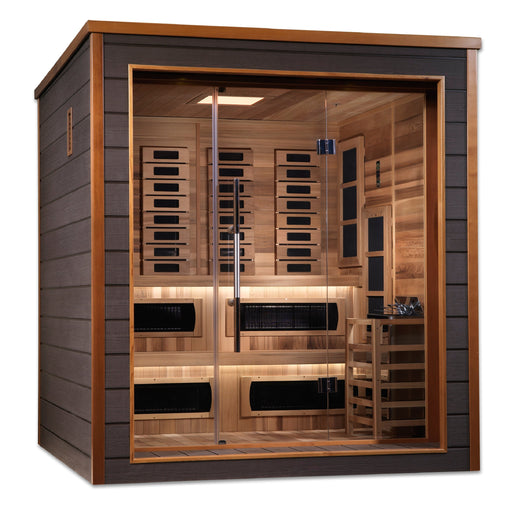 Golden Designs Karlstad 6 Person Outdoor-Indoor Puretech Hybrid Full Spectrum Sauna Canadian Red