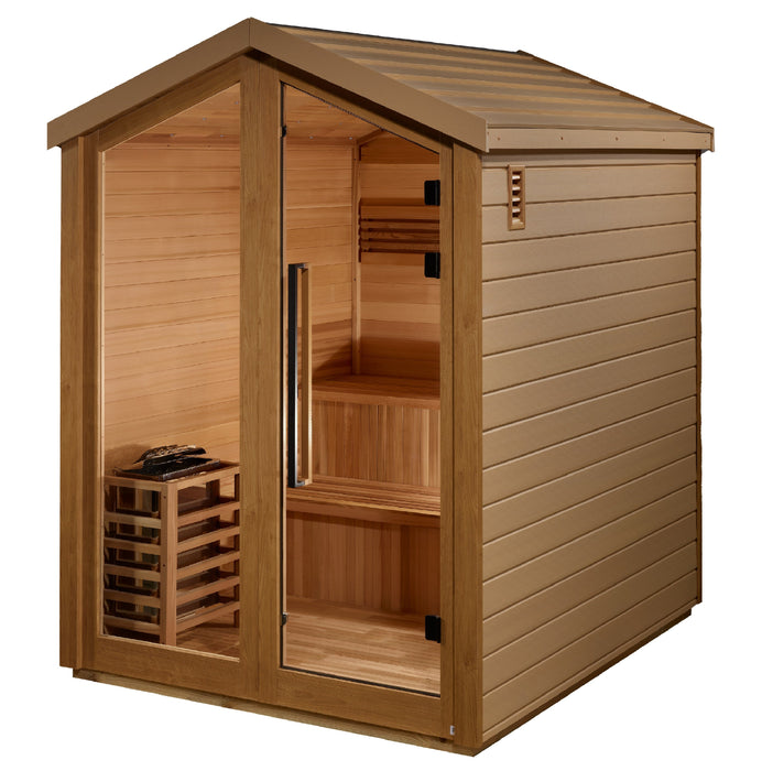 Golden Designs "Kaarina" 6 Person Barn Outdoor Traditional Sauna Canadian Red Cedar Interior GDI-8506-01 — interior view