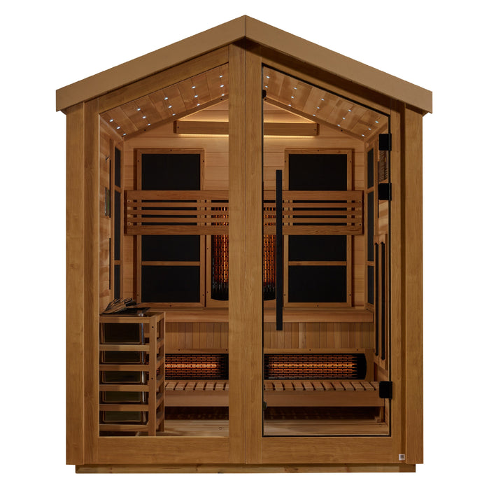 Golden Designs "Loviisa" 3 Person Barn Outdoor Hybrid Sauna (Full Spectrum IR or Traditional Stove) GDI-8523-01 — angle view
