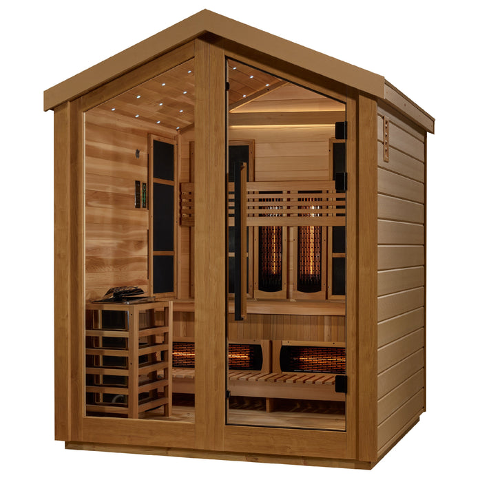 Golden Designs "Loviisa" 3 Person Barn Outdoor Hybrid Sauna (Full Spectrum IR or Traditional Stove) GDI-8523-01 — side view