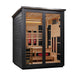Golden Designs "Loviisa" 3 Person Barn Outdoor Hybrid Sauna Black (Full Spectrum IR or Traditional Stove) GDI-8523-04 — front left view