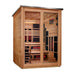 Golden Designs "Kaskinen" 6 Person Barn Outdoor Hybrid Sauna Pacific Cedar (Full Spectrum IR or Traditional Stove) GDI-8526-02 — front left view
