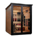 Golden Designs "Kaskinen" 6 Person Barn Outdoor Hybrid Sauna 2 Tone (Full Spectrum IR or Traditional Stove) GDI-8526-03 — front left view