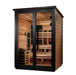 Golden Designs "Kaskinen" 6 Person Barn Outdoor Hybrid Sauna 2 Tone (Full Spectrum IR or Traditional Stove) GDI-8526-03 — front right view