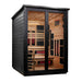 Golden Designs "Kaskinen" 6 Person Barn Outdoor Hybrid Sauna Black (Full Spectrum IR or Traditional Stove) GDI-8526-04 — front left view