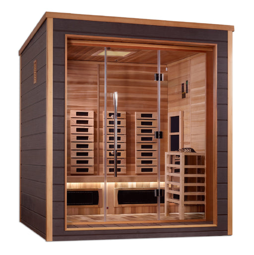 Golden Designs Visby 3 Person Outdoor-Indoor Puretech Hybrid Full Spectrum Sauna Canadian Red Cedar