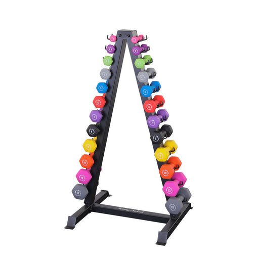 Body Solid Vinyl Neoprene Dumbbell Rack - GDR24B — weight load capacity