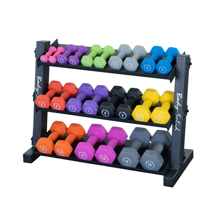 Body Solid Vinyl/Neoprene Dumbbell Rack - GDR34B — weight load capacity