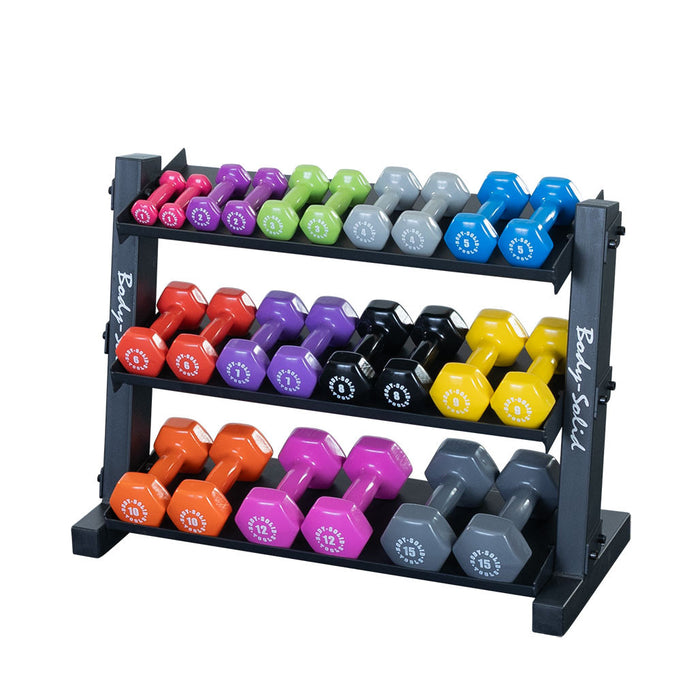 Body Solid Vinyl/Neoprene Dumbbell Rack - GDR34B — grip and contact surface