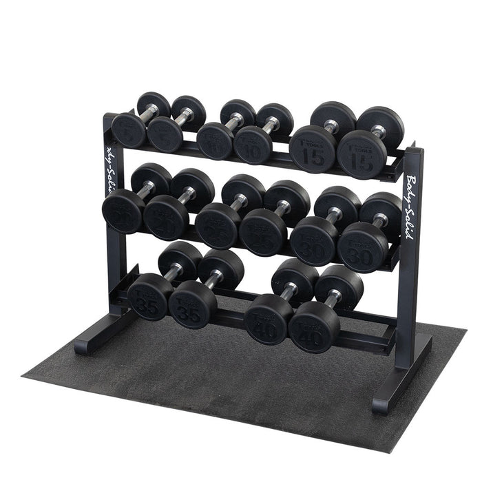 Body Solid 3-Tier Horizontal Dumbbell Rack - GDR363B — full setup angle