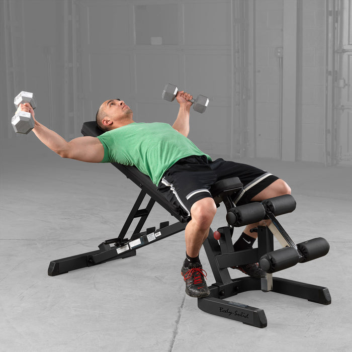 Body Solid Body-Solid Heavy Duty Flat-Incline-Decline Bench - GFID71B — in use demonstration