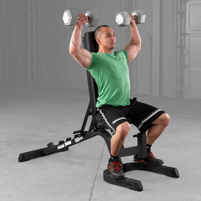Body Solid Body-Solid Heavy Duty Flat-Incline-Decline Bench - GFID71B — side profile