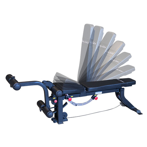Body Solid Leg Extension Curl Bench Attachment GLEG leg extension curl bench front view