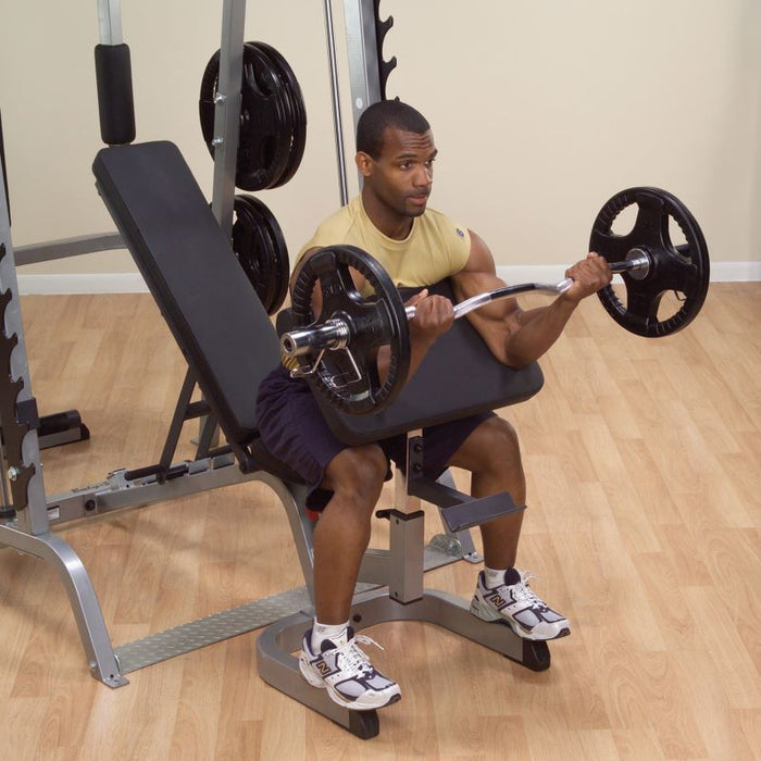 Body Solid GS348BP4B Series 7 Smith Gym Package — full setup angle