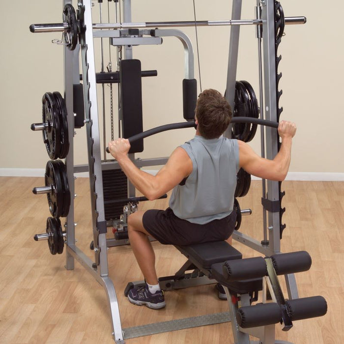 Body Solid GS348BP4B Series 7 Smith Gym Package — side profile