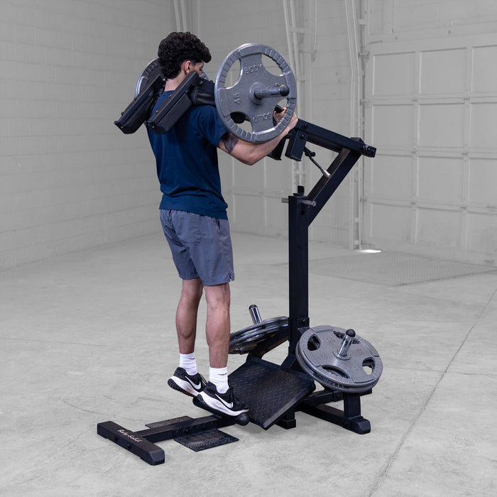 Body Solid Leverage Squat & Calf Raise - GSCL360B — in use demonstration