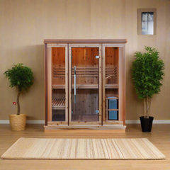 Sunray Hampton 3 Person Indoor Traditional Sauna w/4.5kW Harvia and Side Bench HL300TN