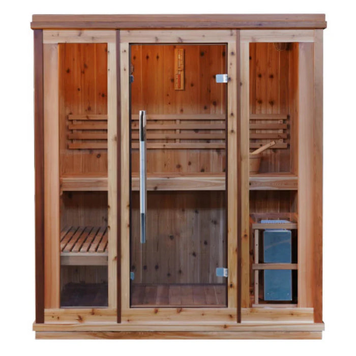 Sunray Hampton 3 Person Indoor Traditional Sauna w/4.5kW Harvia and Side Bench HL300TN — interior bench layout