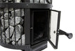 Harvia Legend GreenFlame Series 240 15.9kW Wood Stove Sauna Heater — glass door detail
