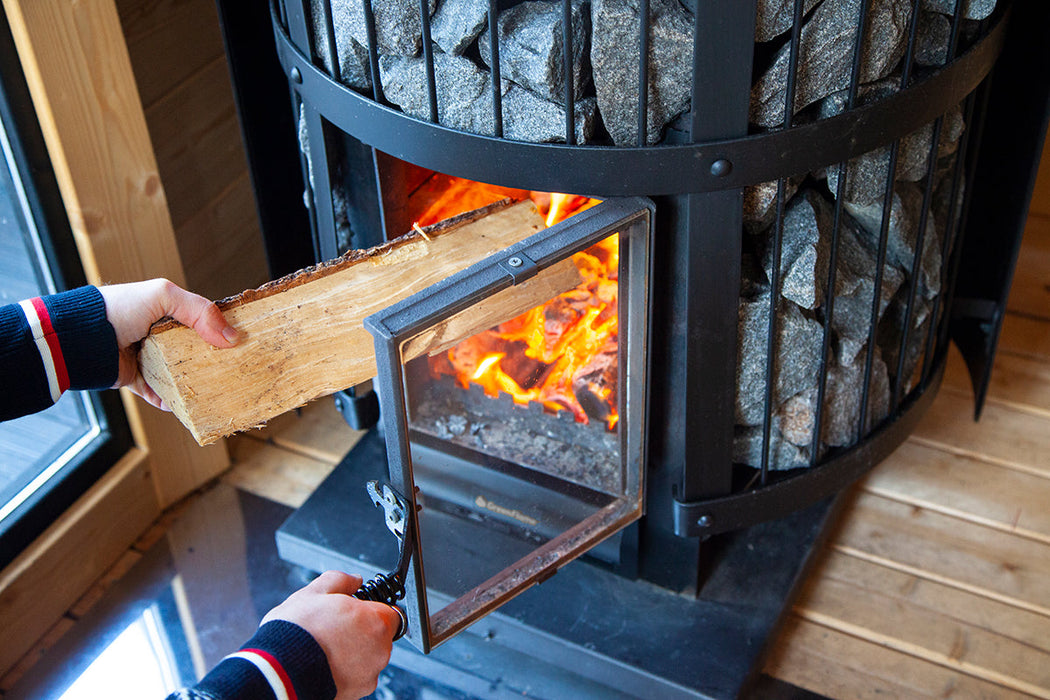 Harvia Legend GreenFlame Series 240 15.9kW Wood Stove Sauna Heater — heater and controls