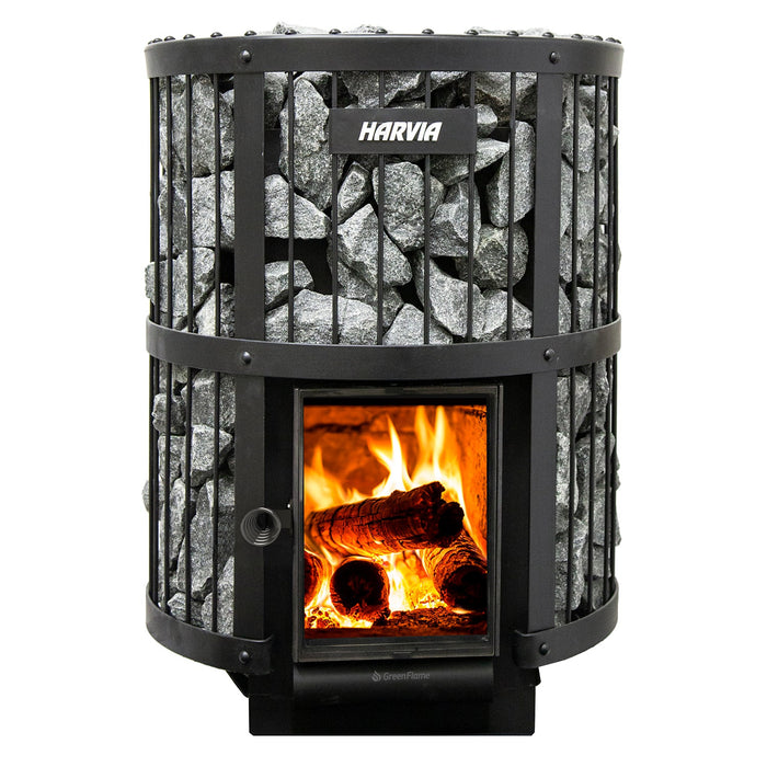 Harvia Legend GreenFlame Series 240 15.9kW Wood Stove Sauna Heater — interior bench layout