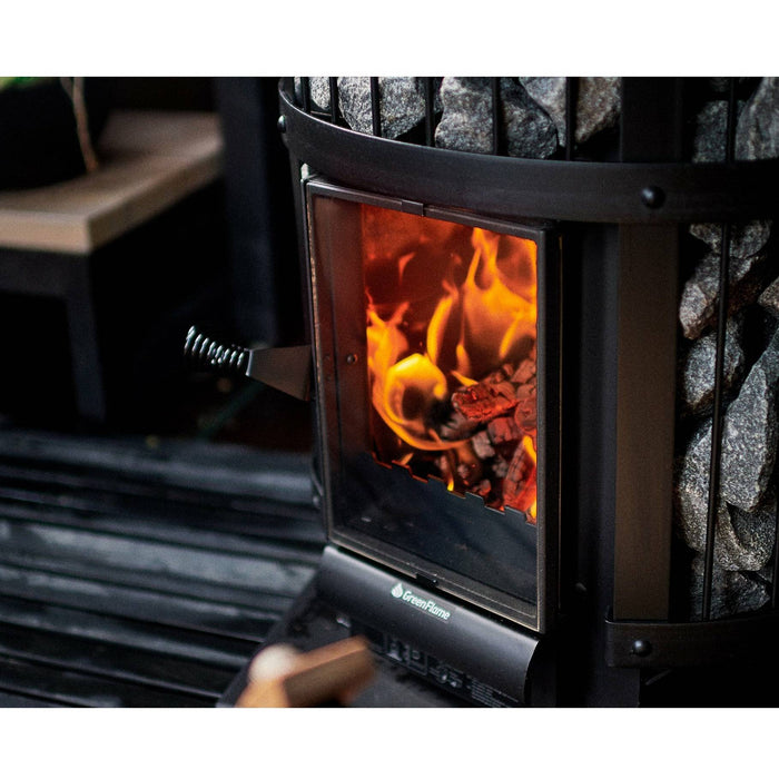 Finnish Sauna Builders Harvia Legend 240 Greenflame Wood Burning Sauna Stove - Finnish Sauna Builders — interior bench layout