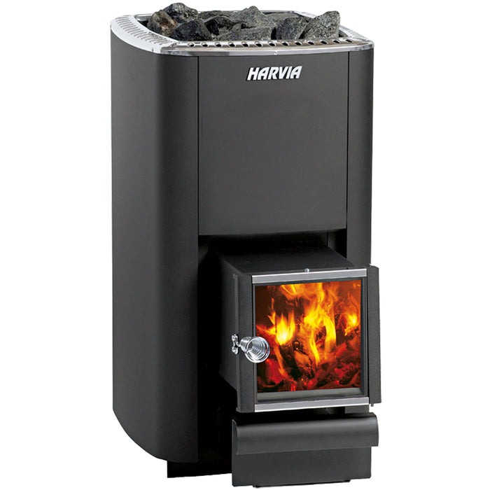 Harvia M Series Wood Stove Sauna Heater with Exterior Feed — exterior view