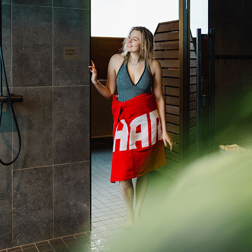 Harvia Bath Towel Red Sauna Bath Towel, 28x56 - image 3