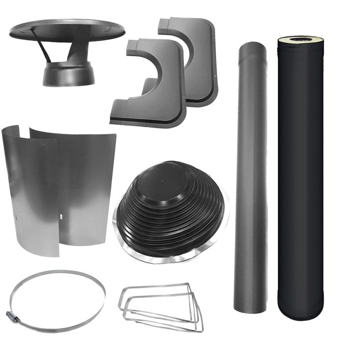 Harvia WHP1000500M-PKG Chimney & Assembly Kit, Barrel, Flat Roof