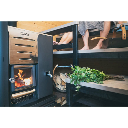 Finnish Sauna Builders Harvia Pro 20 Ls Wood Burning Sauna Stove With Water Tank - Finnish Sauna Bu... — interior bench layout
