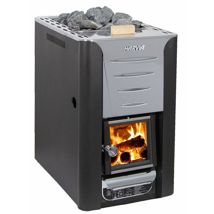 Finnish Sauna Builders Harvia Pro 20 Es Pro Wood Burning Sauna Stove With Water Tank - Finnish Sauna Builders — exterior view
