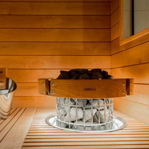 Harvia Cilindro PC60E 6kW Sauna Heater — interior bench layout