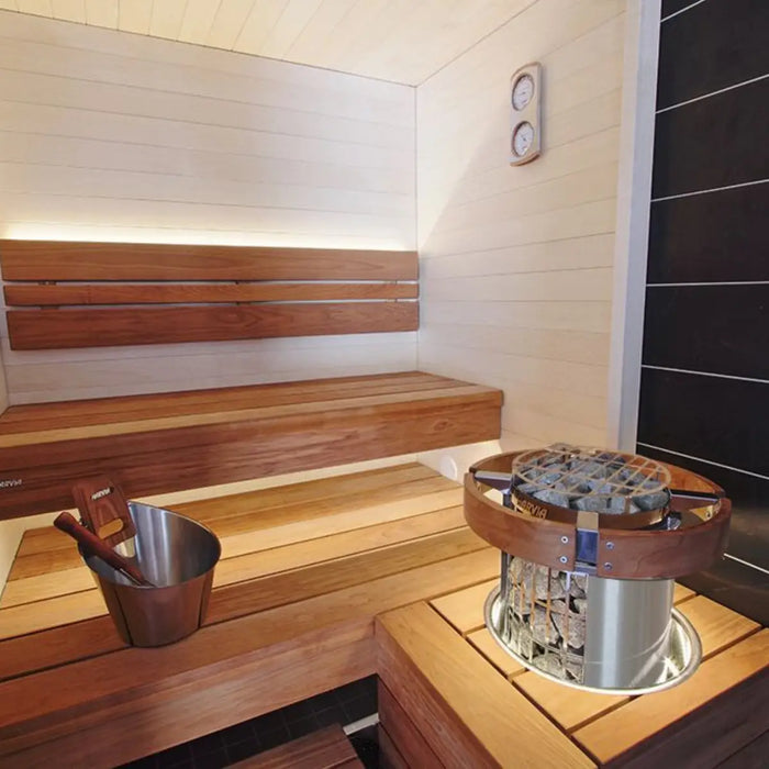 Finnish Sauna Builders Harvia Cilindro PC90E 9KW Sauna Heater - Finnish Sauna Builders — glass door detail