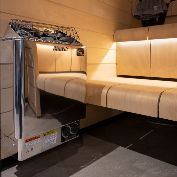Harvia KIP80B 8kW Electric Sauna Heater with Built-In Controls — heater and controls