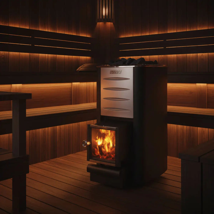 Finnish Sauna Builders Harvia M3 SL WKM3SL Wood Burning Sauna Stove - Finnish Sauna Builders — heater and controls