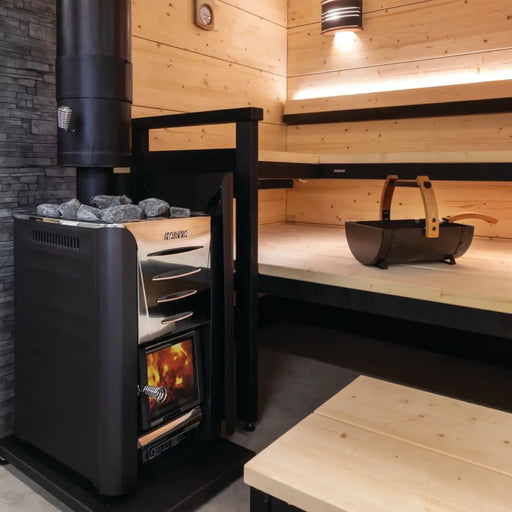 Finnish Sauna Builders Harvia Pro 20 WKPR20M Wood Burning Sauna Stove - Finnish Sauna Builders — interior bench layout