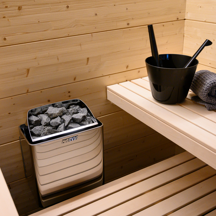 Harvia KIP45W 4.5kW Electric Sauna Heater — interior bench layout