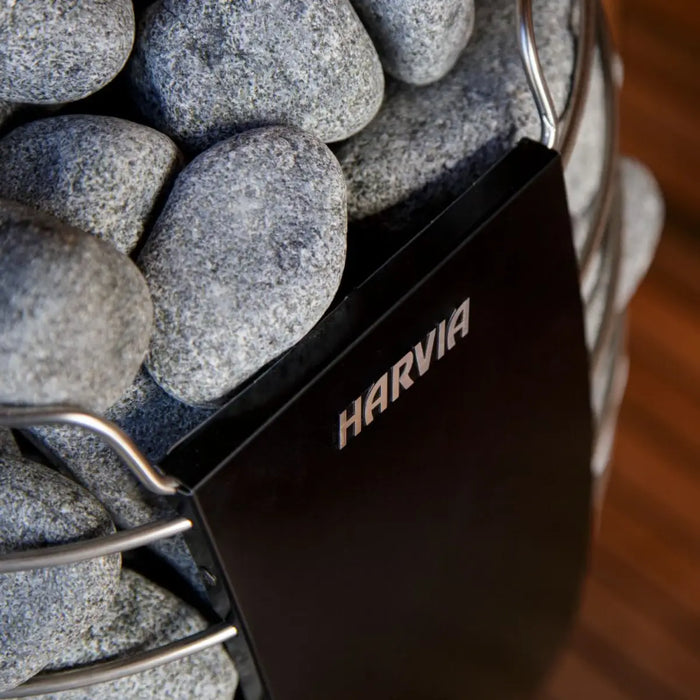 Finnish Sauna Builders Harvia Spirit SP90E 9KW Sauna Heater - Finnish Sauna Builders — glass door detail