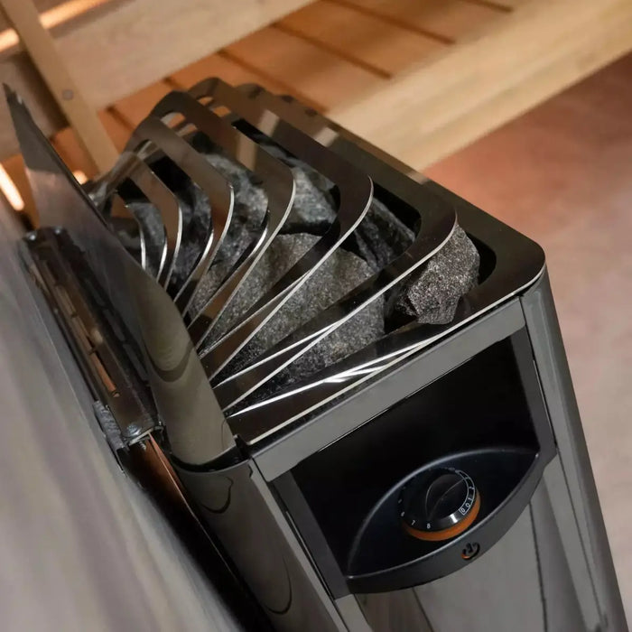 Finnish Sauna Builders Harvia Wall Sauna Heater 6KW with Built-In Controls - Finnish Sauna Builders — full room view