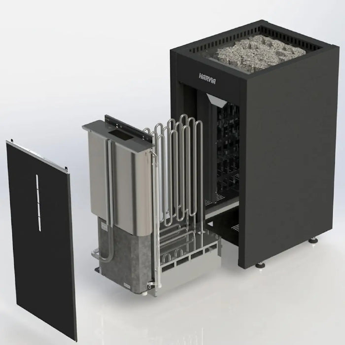 Harvia Virta Combi HL90SA water tank and löyly stones detail