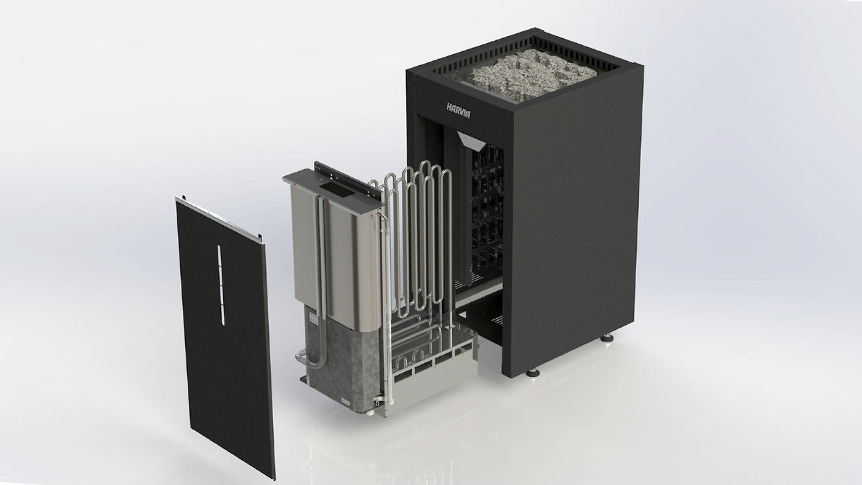 Harvia Virta Combi HL80SA 8kW Electric Sauna Heater — glass door detail