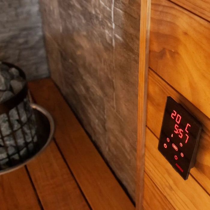Finnish Sauna Builders Harvia Xenio CX30C-U3-XW Digital Sauna Control with Wi-Fi - Finnish Sauna Bu... — interior bench layout