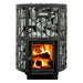 Finnish Sauna Builders Harvia Legend 240 Greenflame Wood Burning Sauna Stove - Finnish Sauna Builders — glass door detail
