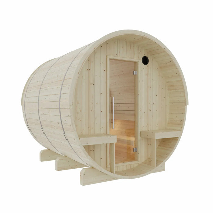 Finnish Sauna Builders Helsinki Finnish Barrel Sauna with Terrace and WiFi Heater - Finnish Sauna Build... — interior lighting