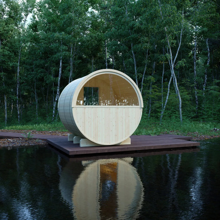 Finnish Sauna Builders Helsinki Finnish Barrel Sauna with Terrace and WiFi Heater - Finnish Sauna Buil... — additional view 12
