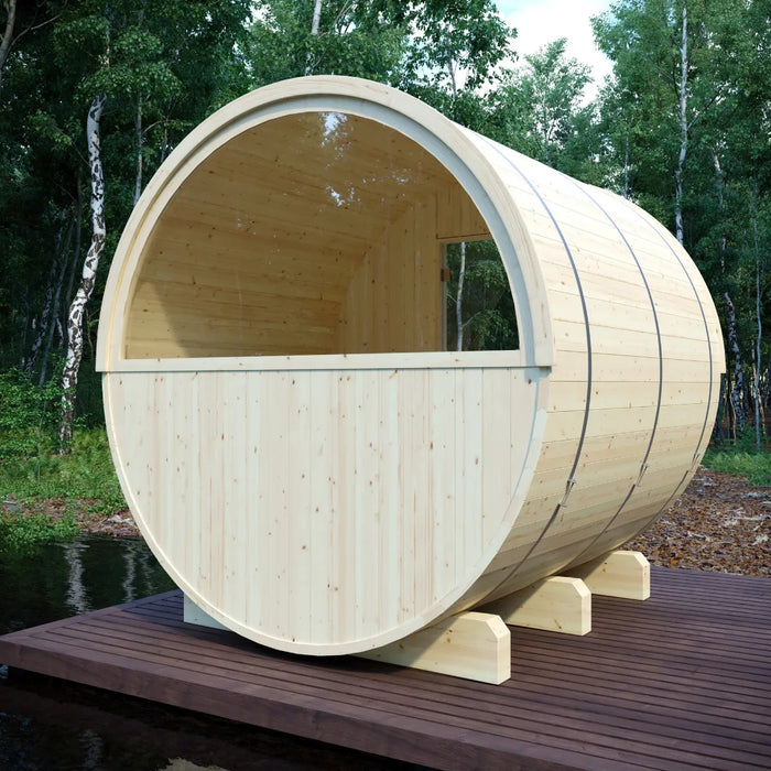 Finnish Sauna Builders Helsinki Finnish Barrel Sauna with Terrace and WiFi Heater - Finnish Sauna Buil... — additional view 17