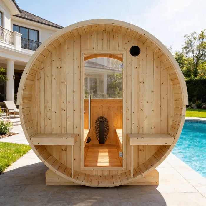 Finnish Sauna Builders Helsinki Finnish Barrel Sauna with Terrace and WiFi Heater - Finnish Sauna Bui... — heater and controls