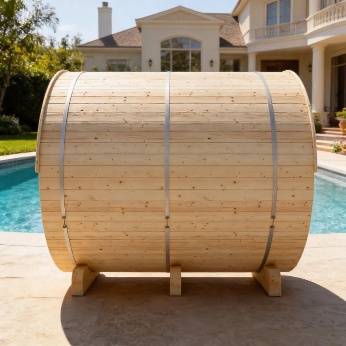 Finnish Sauna Builders Helsinki Finnish Barrel Sauna with Terrace and WiFi Heater - Finnish Sauna Build... — glass door detail