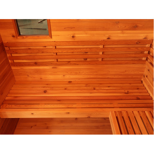 SunRay 4 Person Contemporary Outdoor Sauna with Harvia 6kW Heater and Metal Roof | Denali 400D5 — interior lighting