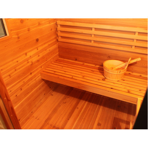 SunRay3 Person Contemporary Outdoor Sauna with Harvia 6kW Heater and Metal Roof | Seneca 300D5 — heater and controls
